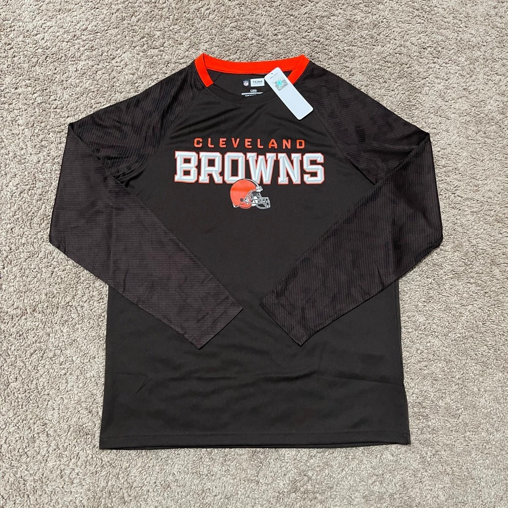 Cleveland Browns Sweatshirt Mens Large Brown Orange Camo 3D Letters NFL‎ Team
